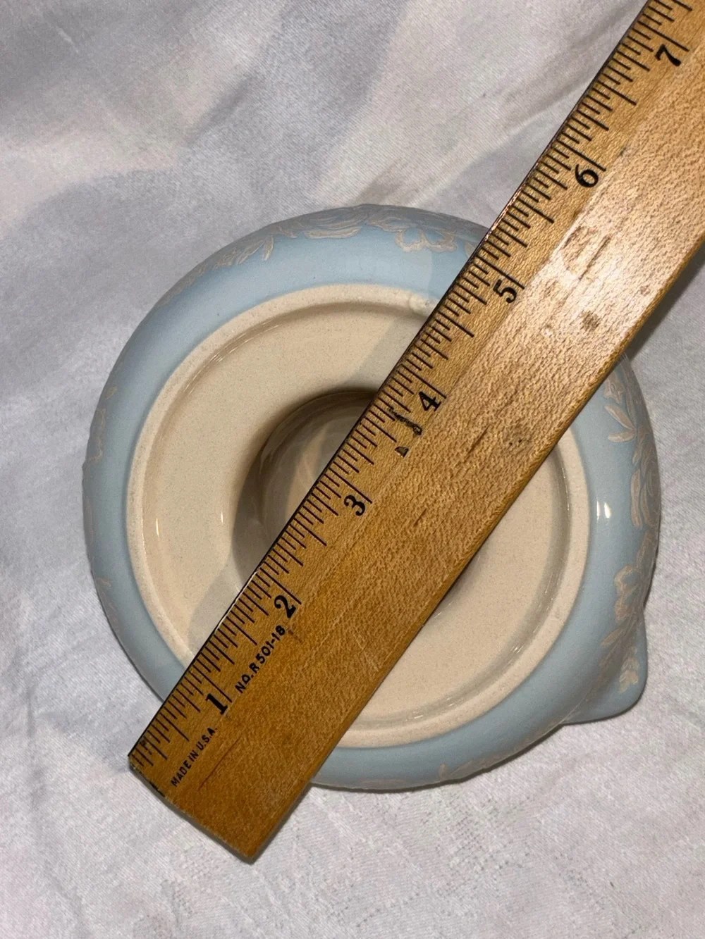 Vintage Pastel Blue Ceramic Citrus Juicer Rose Floral Cottagecore Reamer